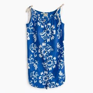 Vintage Diamond Head Hawaiian Blue White Floral Tie Strap Shift Dress Small